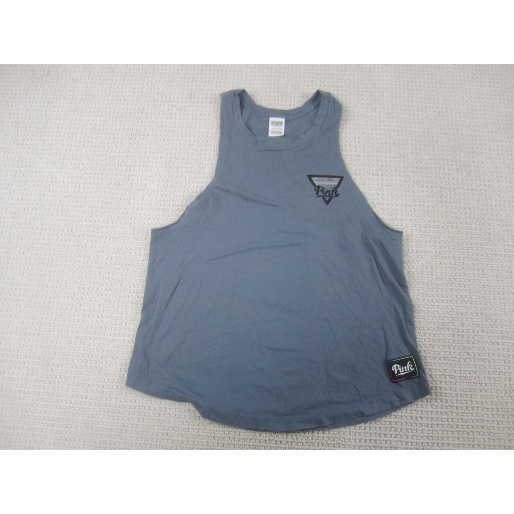 Pink by Victoria's Secret Shirt Womens Small Blue Tank Top Boyfriend‎ Cotton